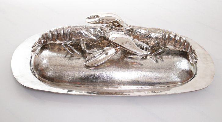 King Size Lobsters Dish in Silver-Plating by Franco Lapini, 1970s-XQB-1813426