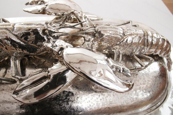 King Size Lobsters Dish in Silver-Plating by Franco Lapini, 1970s-XQB-1813426