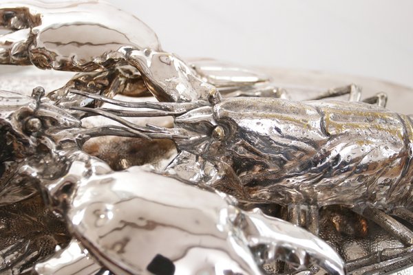 King Size Lobsters Dish in Silver-Plating by Franco Lapini, 1970s-XQB-1813426