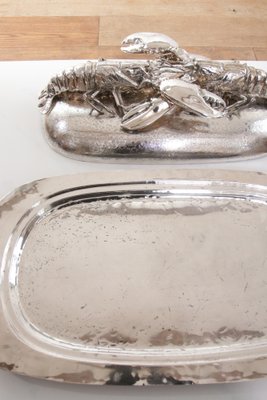 King Size Lobsters Dish in Silver-Plating by Franco Lapini, 1970s-XQB-1813426