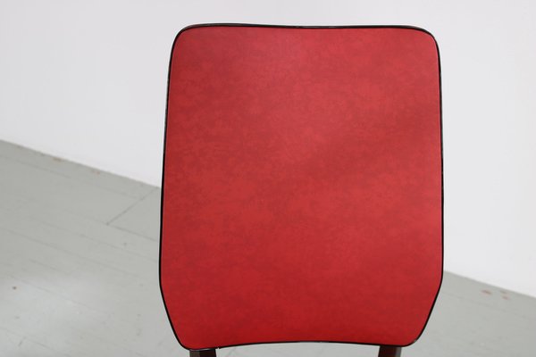 Kitchen Chair with Red Synthetic Leather Cover, 1960s-AA-1781236