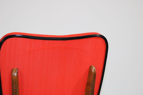 Kitchen Chair with Red Synthetic Leather Cover, 1960s-AA-1781237