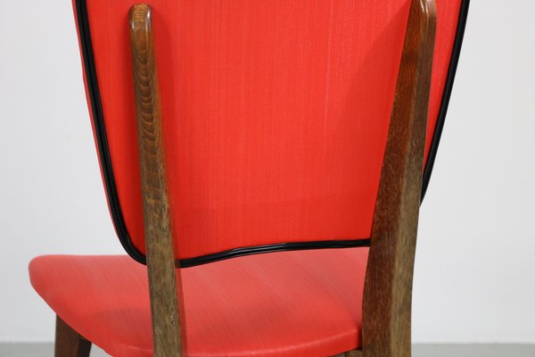 Kitchen Chair with Red Synthetic Leather Cover, 1960s-AA-1781237