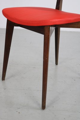 Kitchen Chair with Red Synthetic Leather Cover, 1960s-AA-1781237