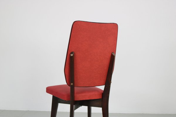 Kitchen Chair with Red Synthetic Leather Cover, 1960s-AA-1781236