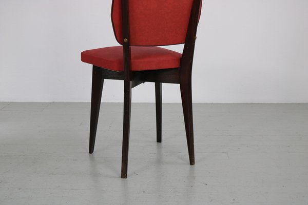 Kitchen Chair with Red Synthetic Leather Cover, 1960s-AA-1781236