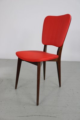 Kitchen Chair with Red Synthetic Leather Cover, 1960s-AA-1781237