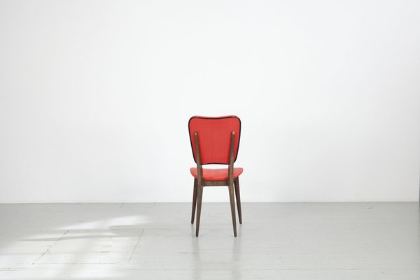 Kitchen Chair with Red Synthetic Leather Cover, 1960s-AA-1781237