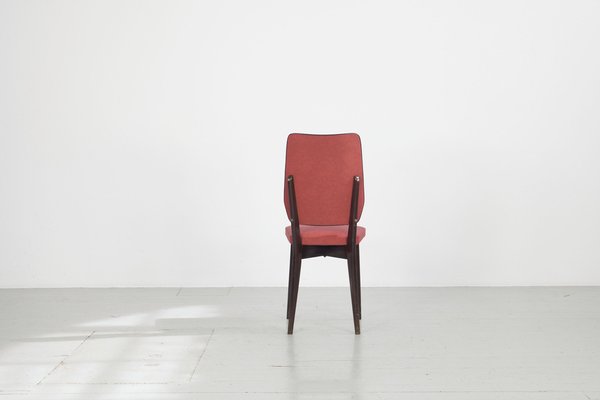 Kitchen Chair with Red Synthetic Leather Cover, 1960s-AA-1781236