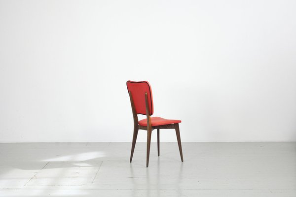 Kitchen Chair with Red Synthetic Leather Cover, 1960s-AA-1781237