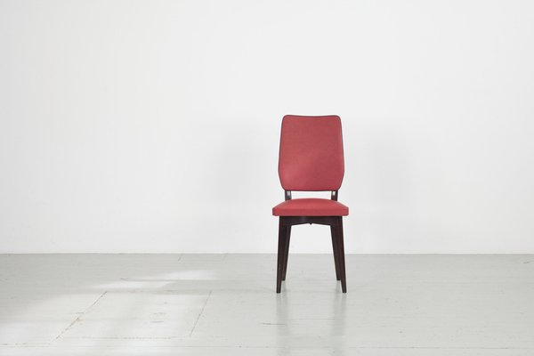 Kitchen Chair with Red Synthetic Leather Cover, 1960s-AA-1781236