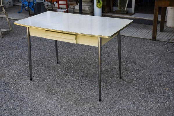 Kitchen Table with White Formica Top and Leveler, Italy, 1970s-RAQ-1300543