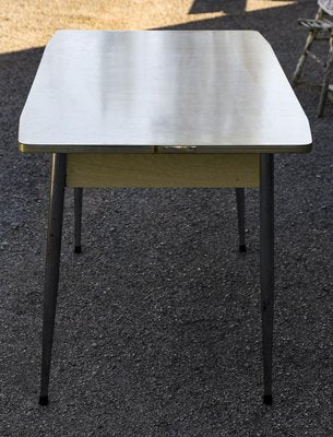 Kitchen Table with White Formica Top and Leveler, Italy, 1970s-RAQ-1300543