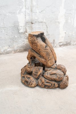 Kneeling Man Pedestal in Carved Wood, 20th Century-UJE-1705970