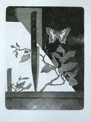 Knife and Butterfly - Original Etching by Leo Guida - 1970 1970-ZCI-755179