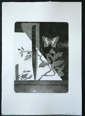 Knife and Butterfly - Original Etching by Leo Guida - 1970 1970-ZCI-755179