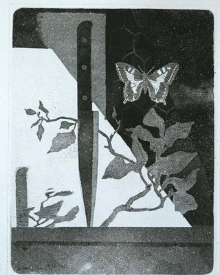 Knife and Butterfly - Original Etching by Leo Guida - 1970 1970-ZCI-755179