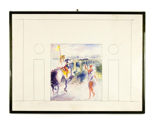 Knight and Girl - Original Watercolor by Vito Alghisi 1999-ZCI-758903