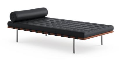 Barcelona® - Tufted Upholstered Leather Day Bed by Knoll #Venezia Leather | Black (01)