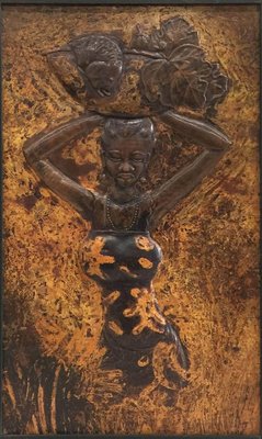 Kongolo, African Woman, 1979, Relief in Brass-UCH-1224737