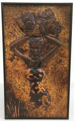 Kongolo, African Woman, 1979, Relief in Brass-UCH-1224737