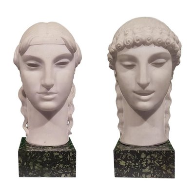 Kore's Head Couple by Nicola D'Antino, 1920s, Set of 2-ZCI-751804