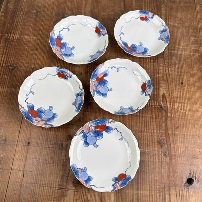 Kozara Porcelain Plates attributed to Shobido Honten & Arita Yaki, 1950s, Set of 5-DWL-2035418