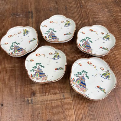 Kozara Porcelain Plates attributed to Shobido Honten & Arita Yaki, 1950s, Set of 5-DWL-2035419