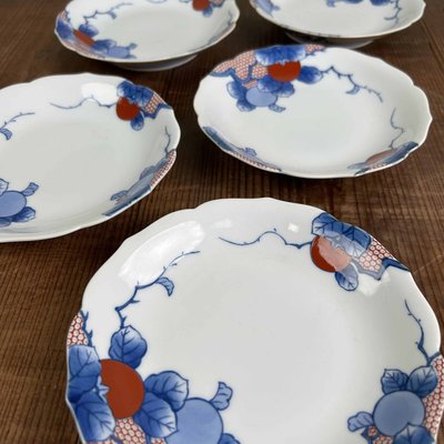 Kozara Porcelain Plates attributed to Shobido Honten & Arita Yaki, 1950s, Set of 5-DWL-2035418