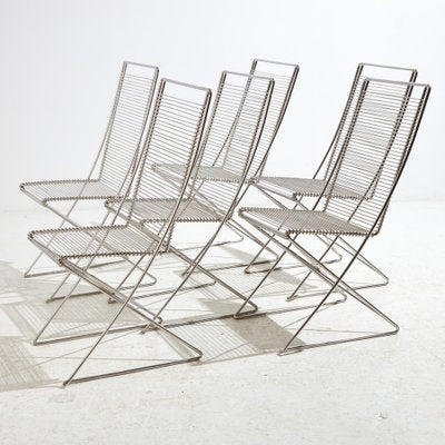 Kreuzschwinger Steel Chairs by Till Behrens for Schlubach, 1980s, Set of 6-CI-1813029