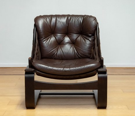 Krona Lounge Chair in Brown Leather by Ake Fribytter for Nelo, Sweden, 1970s-JE-1745947