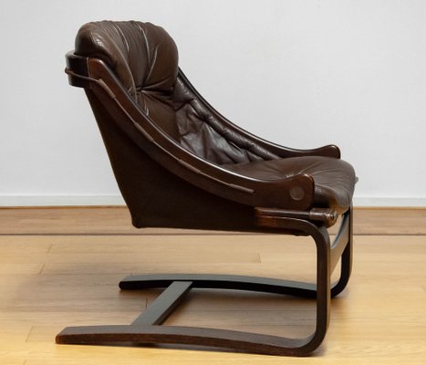 Krona Lounge Chair in Brown Leather by Ake Fribytter for Nelo, Sweden, 1970s-JE-1745947