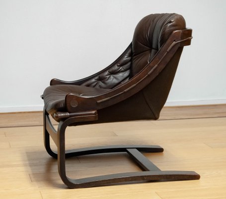 Krona Lounge Chair in Brown Leather by Ake Fribytter for Nelo, Sweden, 1970s-JE-1745947