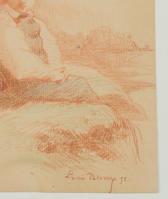 L. Browne, Boy Sitting on the Beach, Normandy, 1853, Chalk on Paper-OJR-1273325