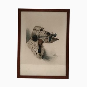 L. Riad, English Setter and Duck, 1920s, Colored Lithograph-BA-658386