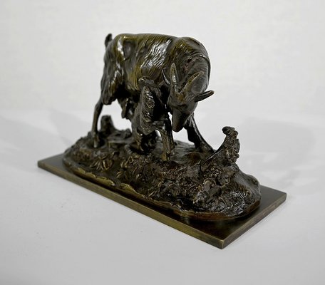 La Chèvre et son Chevreau, 19th-Century, Bronze-RVK-1338956