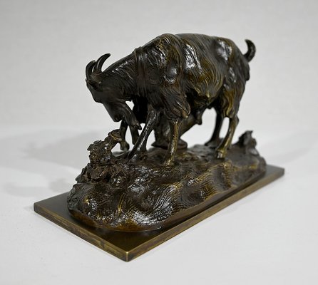 La Chèvre et son Chevreau, 19th-Century, Bronze-RVK-1338956