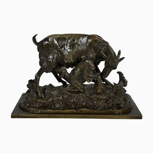 La Chèvre et son Chevreau, 19th-Century, Bronze-RVK-1338956