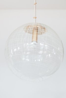 La Murrina Clear Bowl Glass with Spaghetti Swirl Pendant Lamp, Italy, 1970s-KL-936555