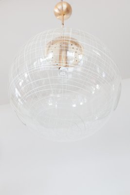 La Murrina Clear Bowl Glass with Spaghetti Swirl Pendant Lamp, Italy, 1970s-KL-936555