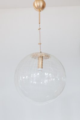 La Murrina Clear Bowl Glass with Spaghetti Swirl Pendant Lamp, Italy, 1970s-KL-936555