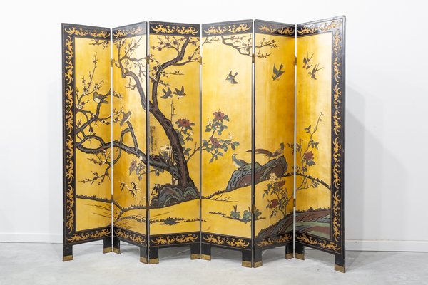 Lacquer 6-Leaf Room Divider-UJE-1100743