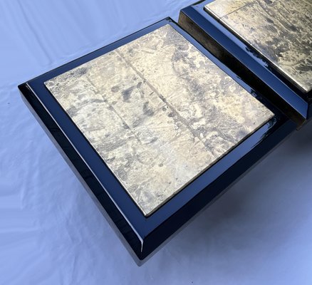 Lacquer & Gold Leaf Side Tables from Maison Roméo, 1970s, Set of 2-AWH-1347689