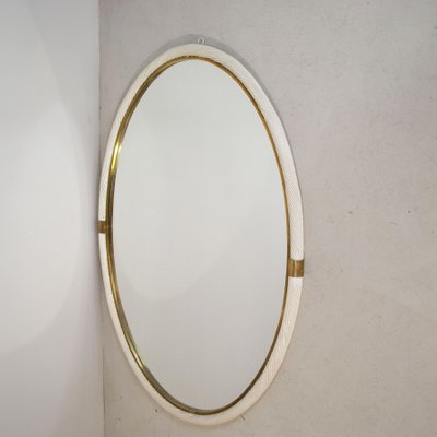 Lacquer Wicker and Brass Mirror-JQO-1340754