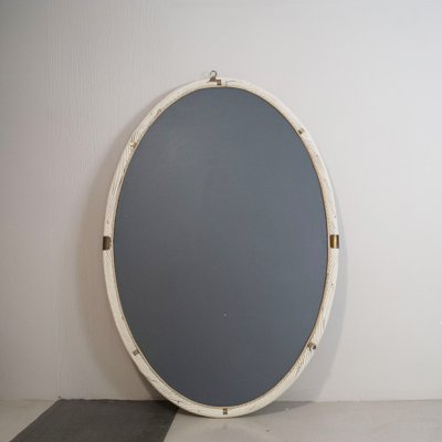 Lacquer Wicker and Brass Mirror-JQO-1340754