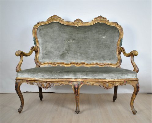 Lacquered and Gilded Wooden Bench, Venice, 19th Century-SYQ-1230968