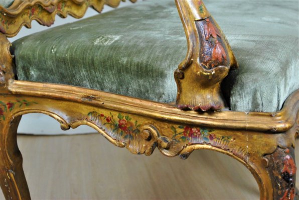 Lacquered and Gilded Wooden Bench, Venice, 19th Century-SYQ-1230968