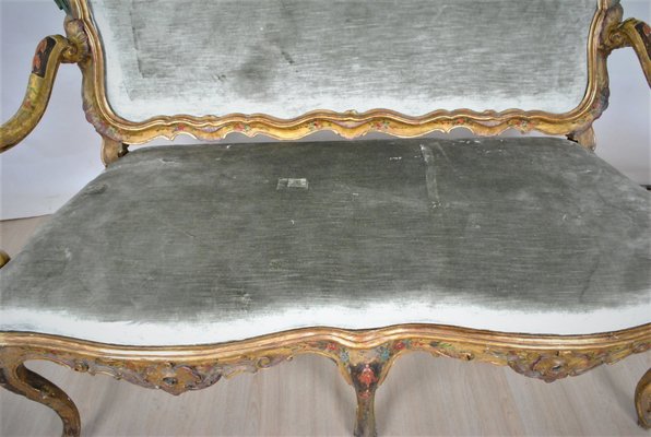 Lacquered and Gilded Wooden Bench, Venice, 19th Century-SYQ-1230968