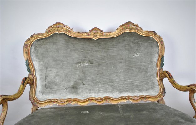 Lacquered and Gilded Wooden Bench, Venice, 19th Century-SYQ-1230968