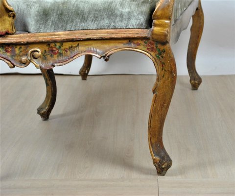 Lacquered and Gilded Wooden Bench, Venice, 19th Century-SYQ-1230968